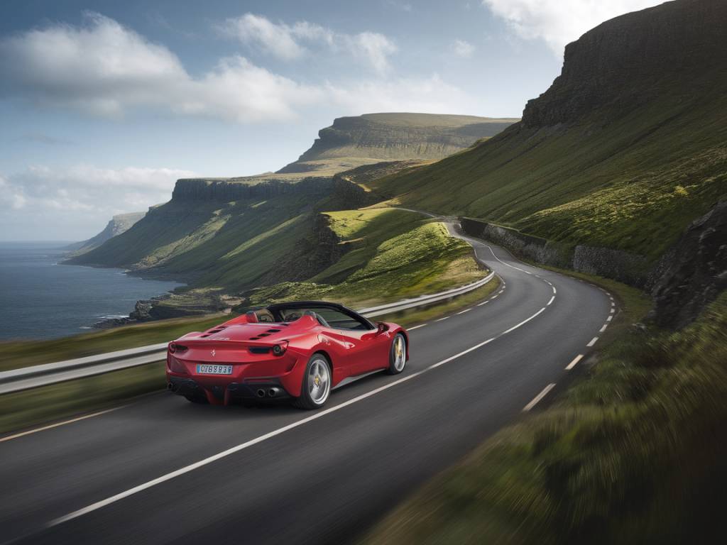 Supercar et routes mythiques d&rsquo;Irlande : une évasion entre verdure et falaises.